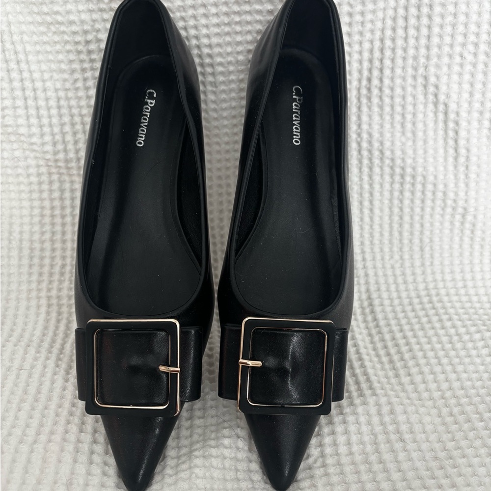 Elegant Black Short Heels with Buckle by C.Paravano